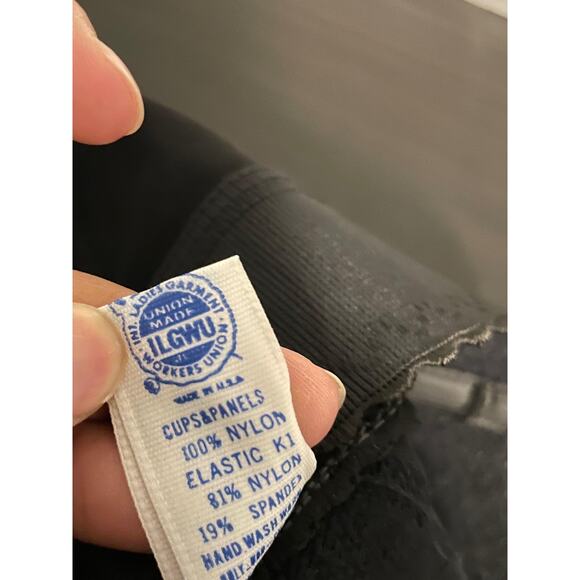 Vintage Goddess Longline Bra Bustier Womens 36DD Black Lace Strapless USA 688 - Picture 4 of 7